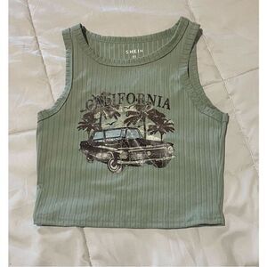 Ribbed sage California crop tank top by Shein